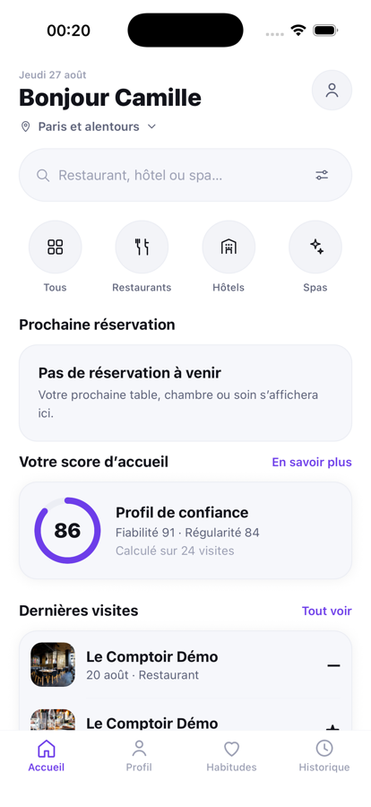 Accueil de hellobookme